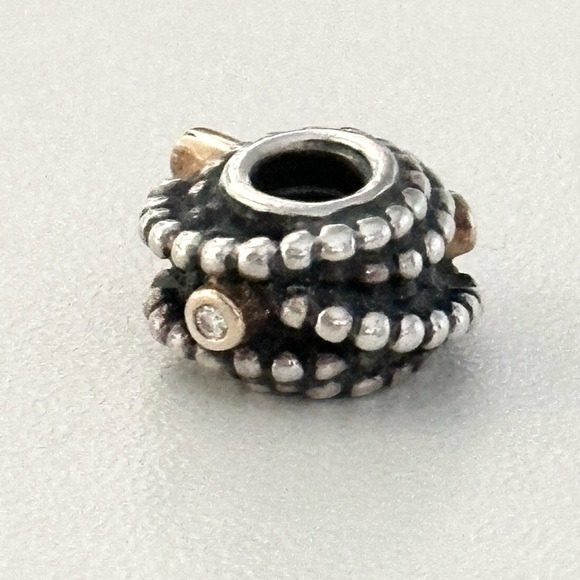 Pandora 925 14K Gold Diamond Entangled Beauty Rare Retired Bead Charm - Picture 1 of 8